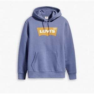 NWOT Levis Men blue gray with tan logo hoodie size large